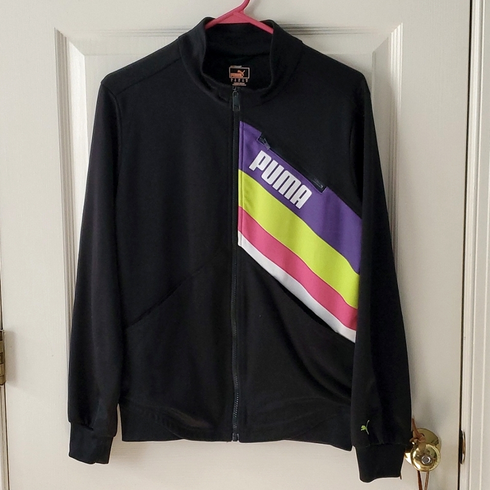 PUMA neon striped black track jacket